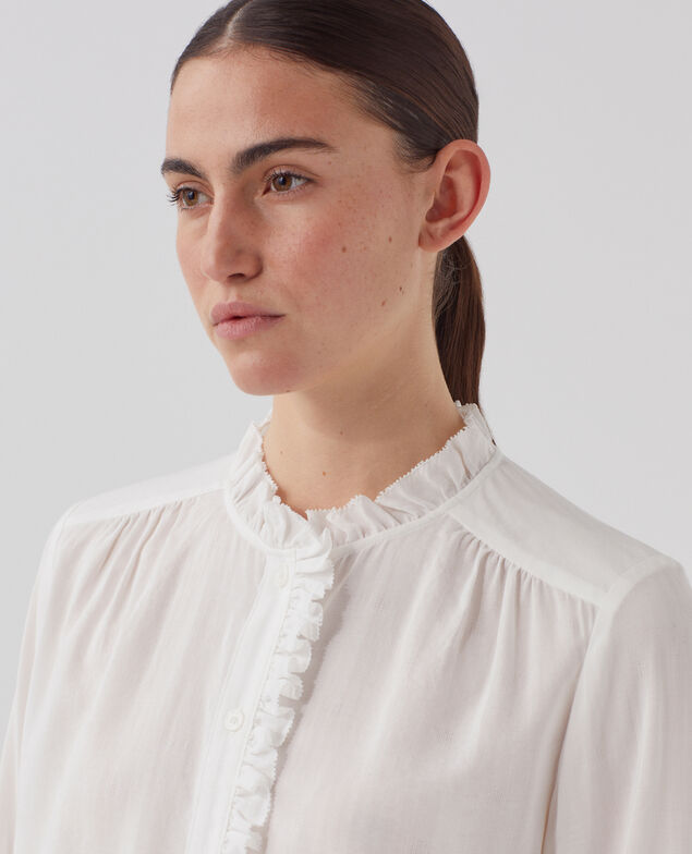 Blouse détails de volants H013 gardenia