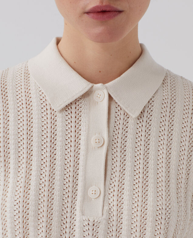 Pull col polo en coton U010 off white