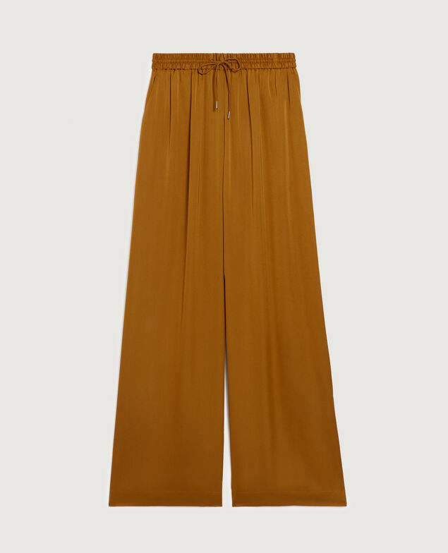 Pantalon large fluide satiné K340 bone brown
