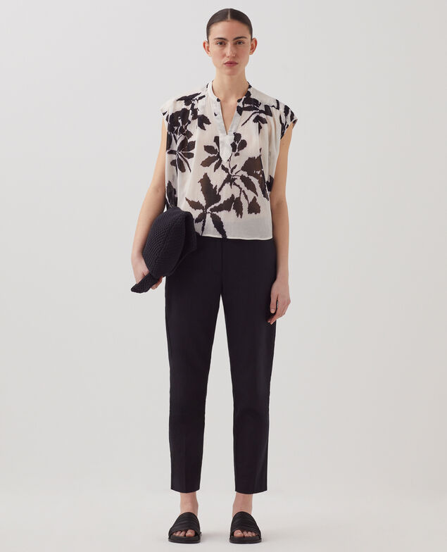 Blouse fluide sans manches en voile de coton J304 blurry fl ecru