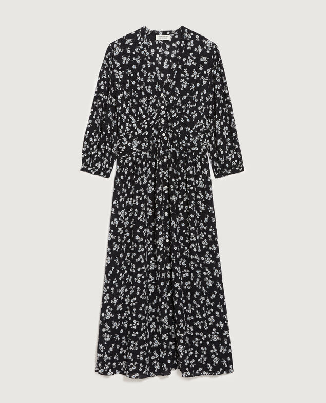 Robe longue fluide K094 daisy black