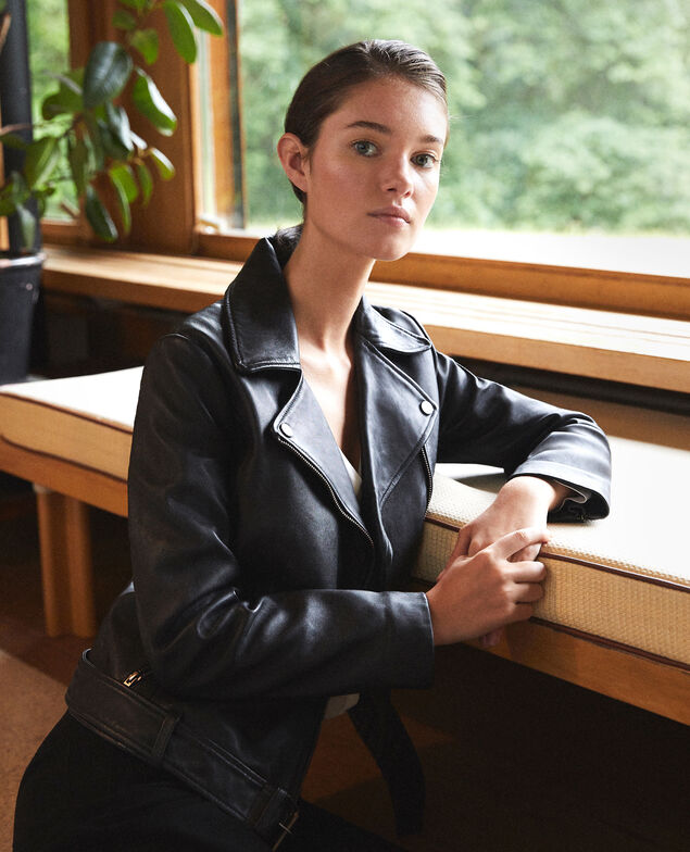 Veste intemporelle en cuir Noir