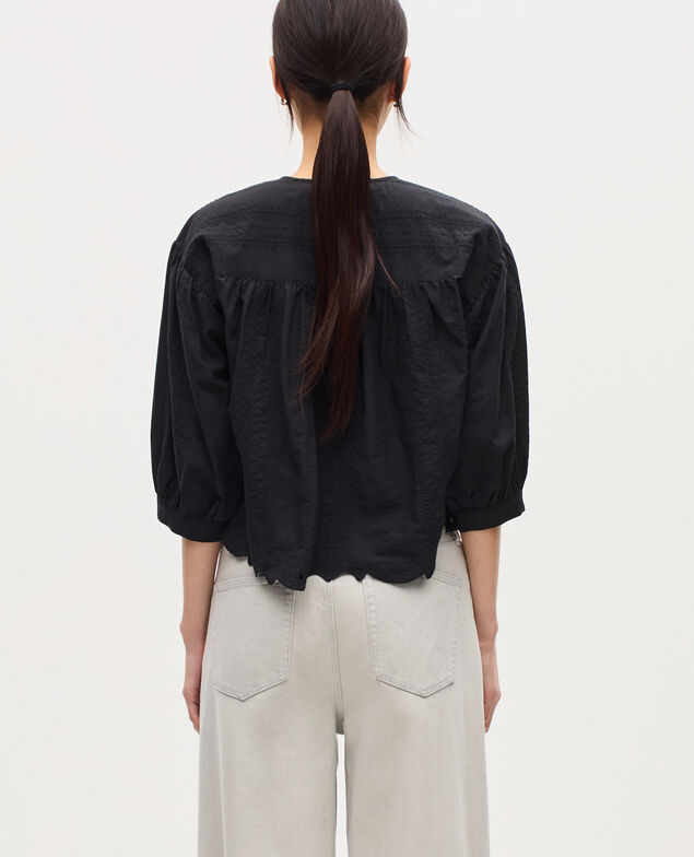 Blouse brodée en coton H091 black beauty