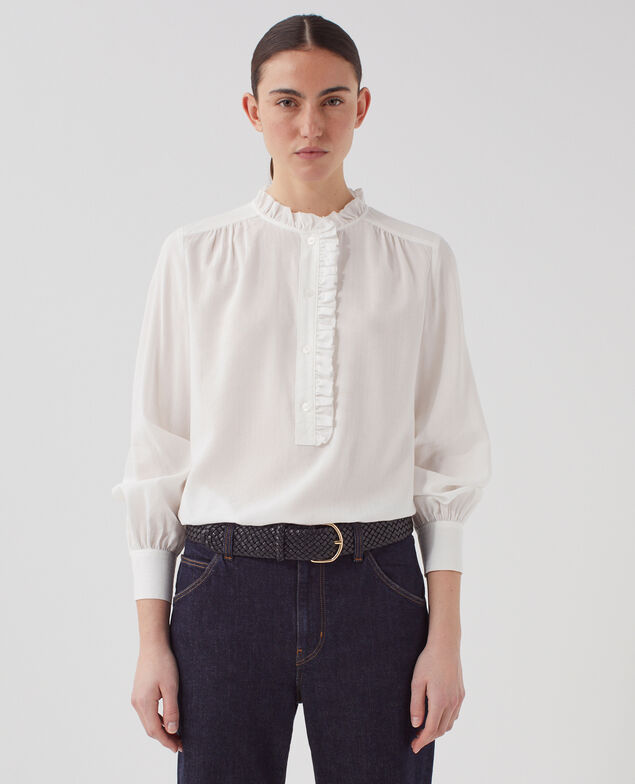 Blouse détails de volants H013 gardenia