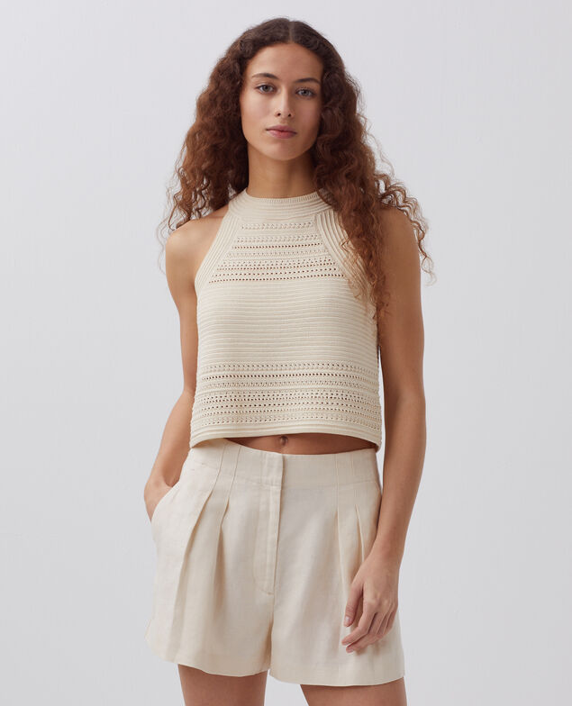 Short à plis en lin H303 white swan