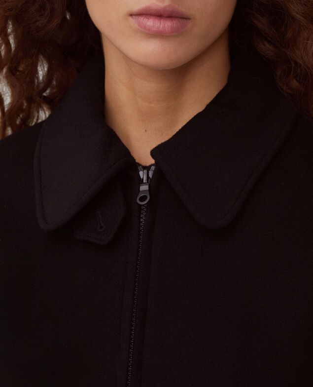 Blouson court double face en laine mélangée A091 black