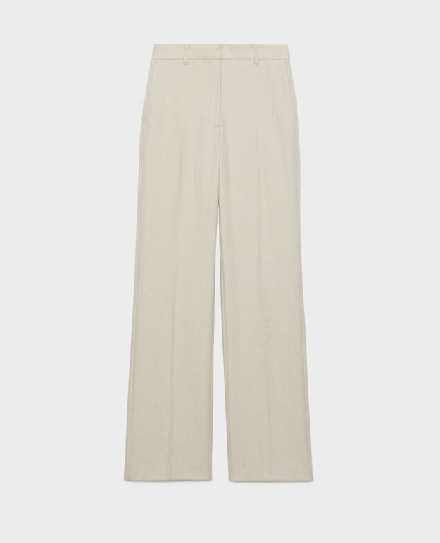 Pantalon droit en flanelle BLANDINE 8838 40 cream