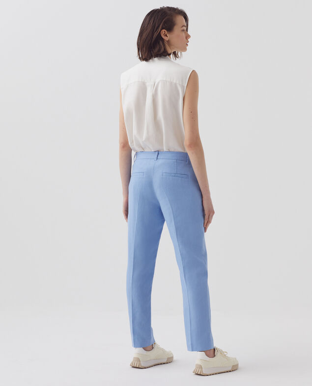 Pantalon cigarette en lin MARGUERITE H612 bel air blue