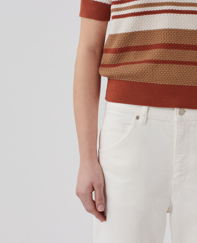 Pull à manches courtes en coton J260 st ecru orange