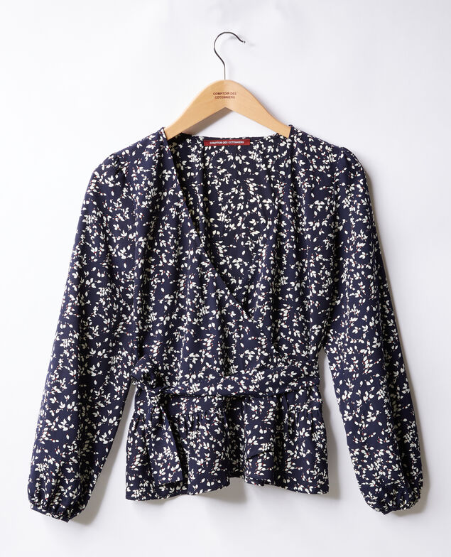 Blouse cache-cœur imprimée Canopee marine