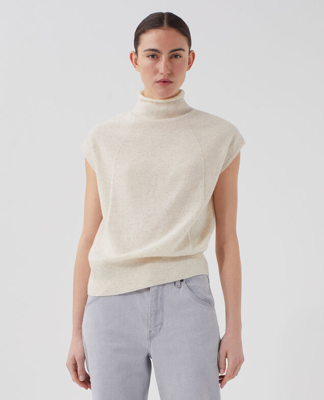 Pull sans manches en cachemire I011 lurpak ecru
