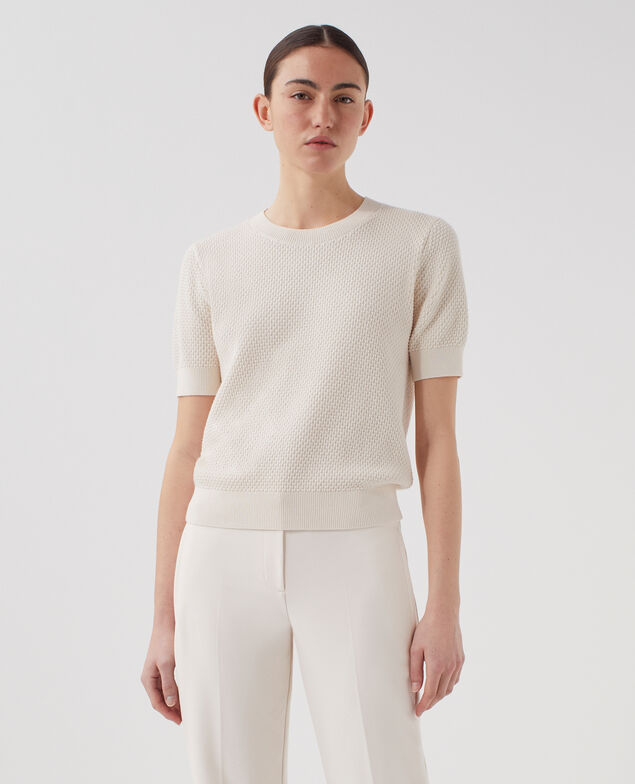 Pull à manches courtes en coton U010 off white
