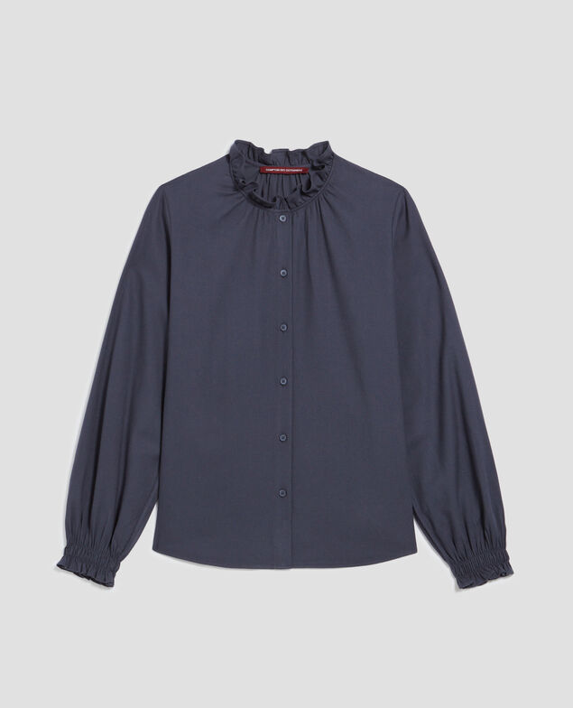 Blouse à col volanté I083 odyssey gray