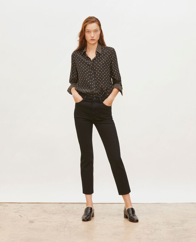 SLIM HIGH RISE - Jean cropped 5 poches Noir denim