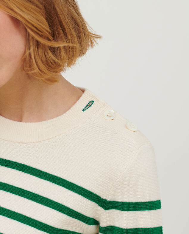 MADDY - Striped merino wool jumper A553 green stripe