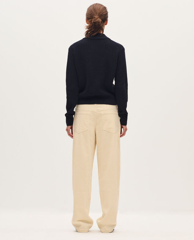 Pantalon barrel en velours côtelé U010 off white