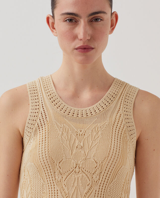 Robe courte en crochet à motif floral J300 natural