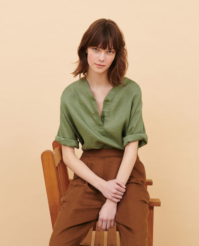 Blouse tunisienne en lin 52 green