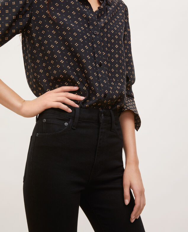 SLIM HIGH RISE - Jean cropped 5 poches Noir denim