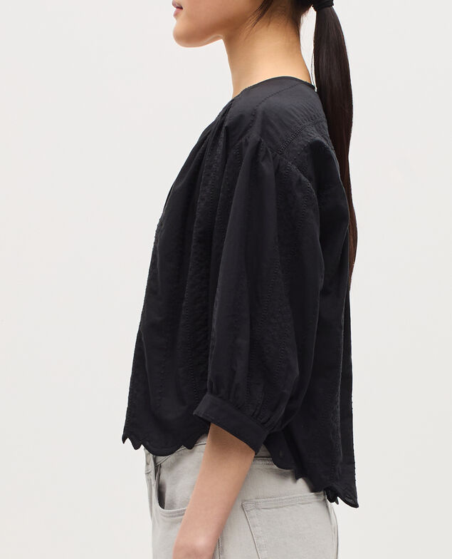 Blouse brodée en coton H091 black beauty