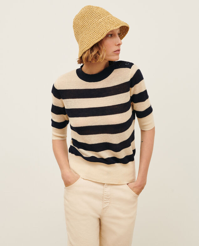 Pull manches courtes en lin 0692 night_sky_stripes
