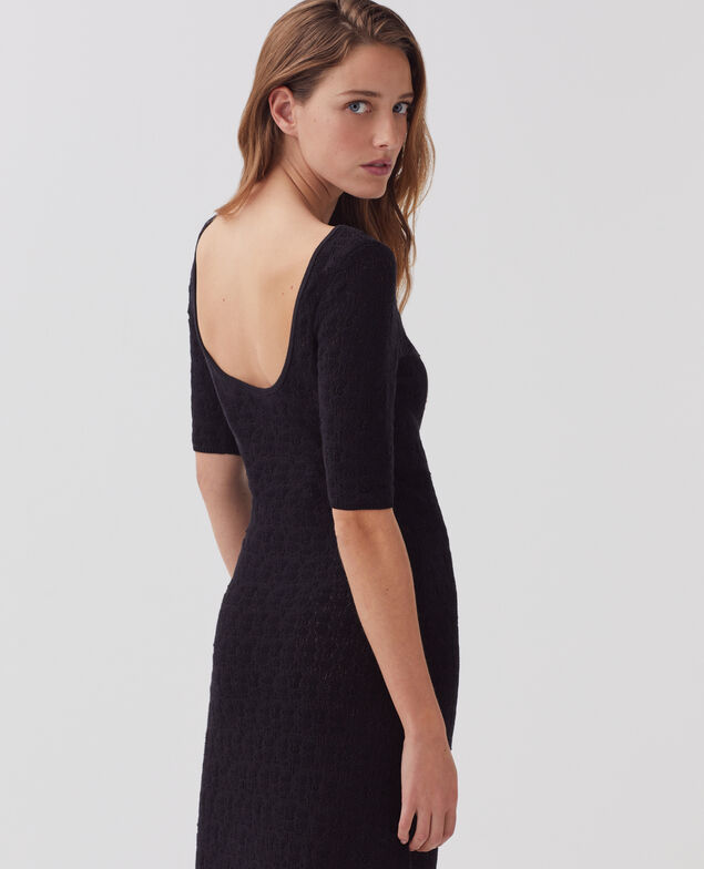 Robe longue crochet texturé en coton H091 black beauty