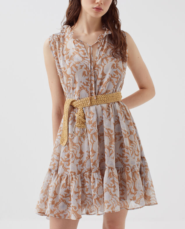 Robe fluide sans manches H340 cashmire brown