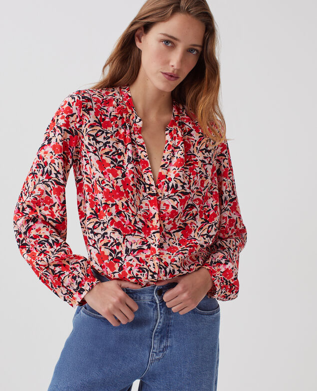 Chemise à manches longues fluide J120 leaf pink