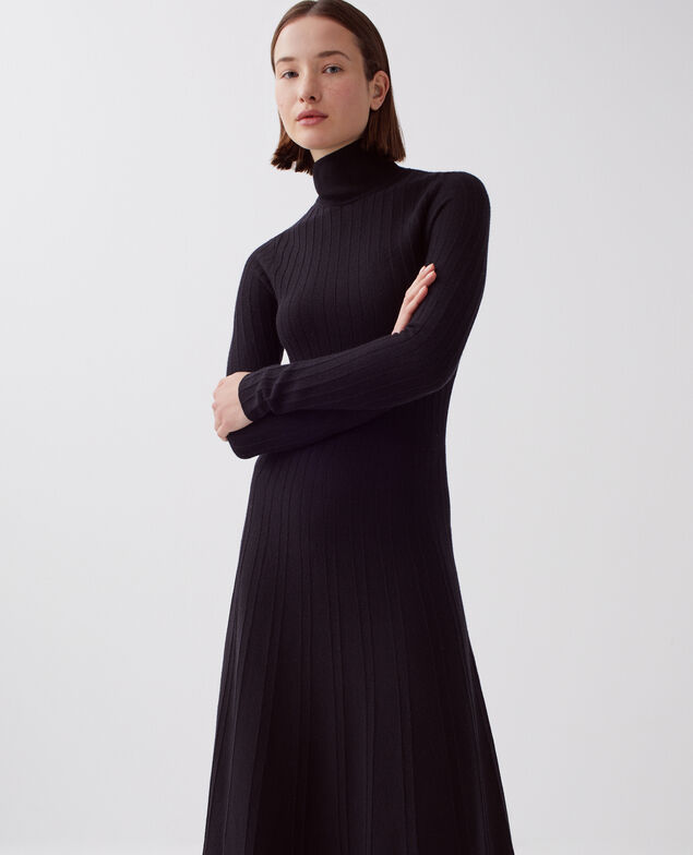Robe longue en laine mérinos H091 black beauty