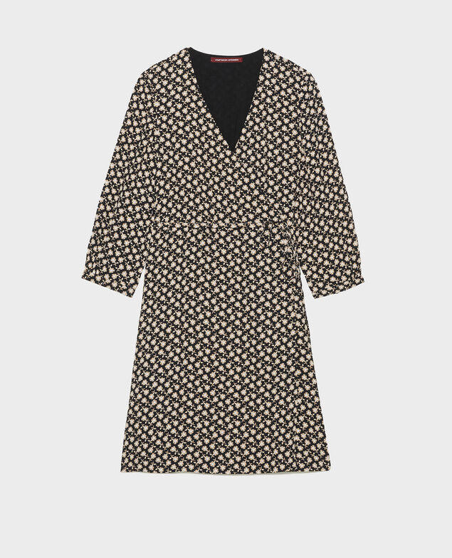 Robe portefeuille évasée à imprimé fleuri Print fleurettes black latte