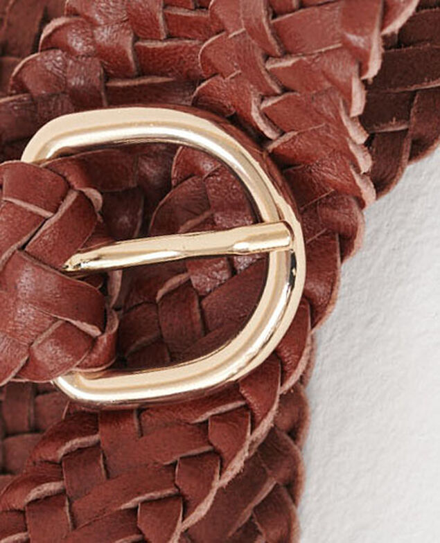Ceinture fine tressée en cuir 4161c brandy brown