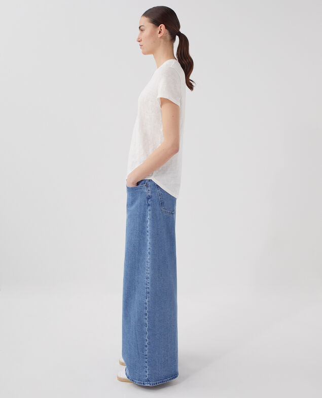 T-shirt col V en lin SARAH U010 off white