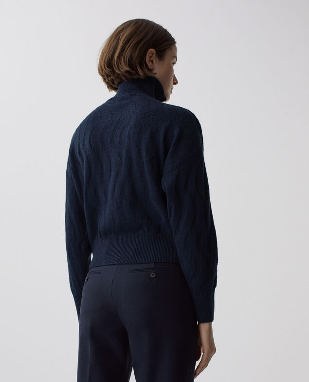 Cardigan zippé en laine mérinos J690 blueberry