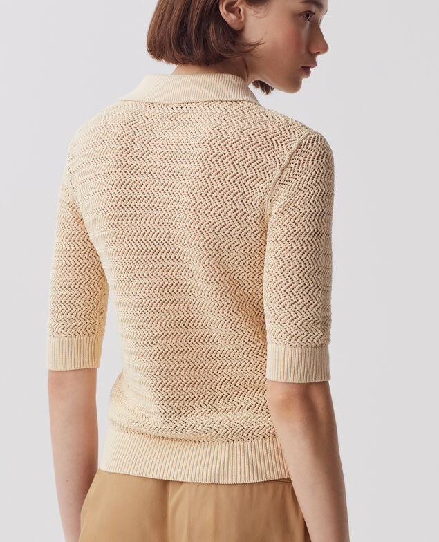 Pull col polo zippé en coton J300 natural