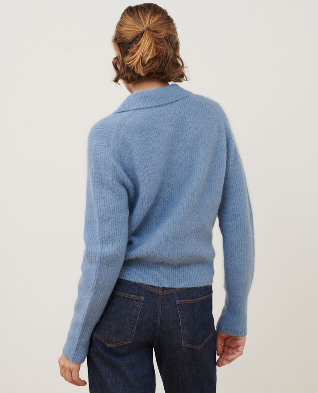 Pull col polo en alpaga mélangé A601 lt blue infinity