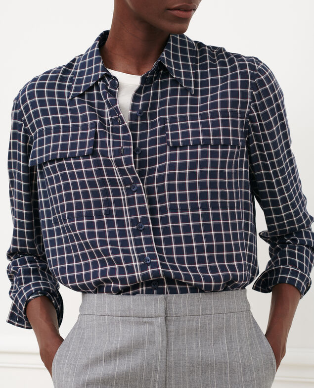 Chemise fluide à carreaux 8869 69 navy check