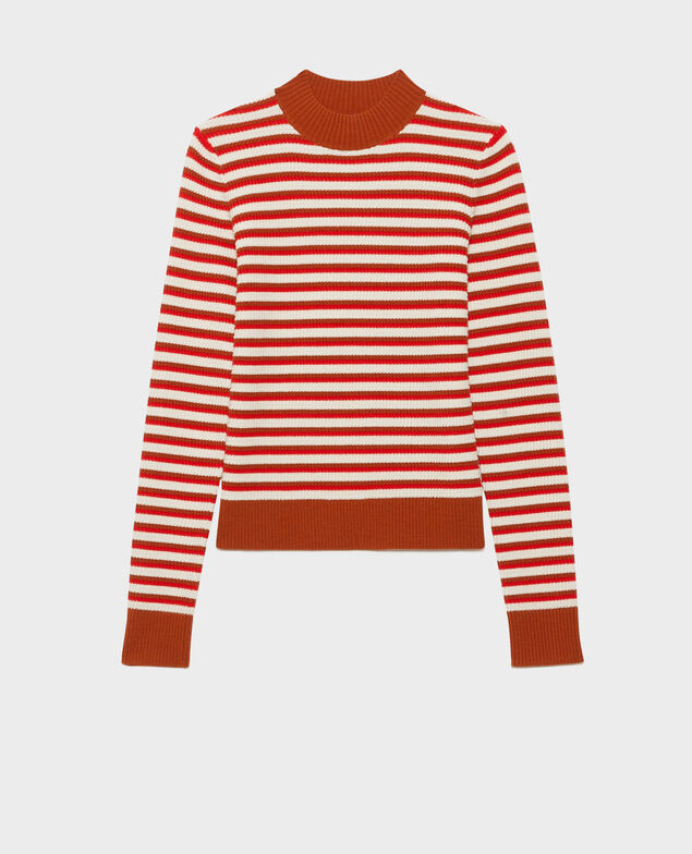 Pull à rayures en laine mérinos 8893 24 orange