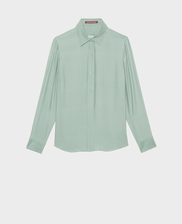 Chemise d’homme en soie manches longues Chinois green