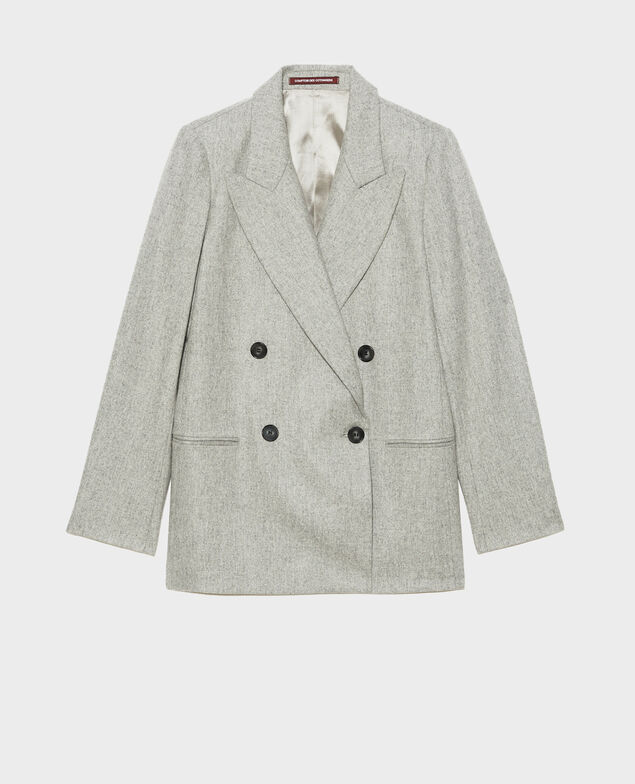 Blazer croisé en laine Light grey melange