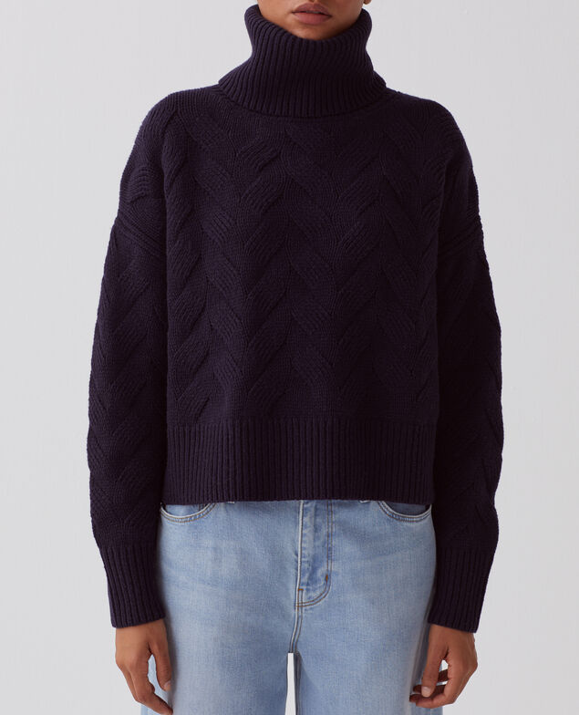 Pull col roulé en laine H695 night sky