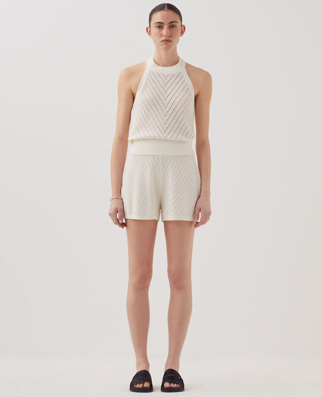 Top dos nu en maille texturée H011 eggnog