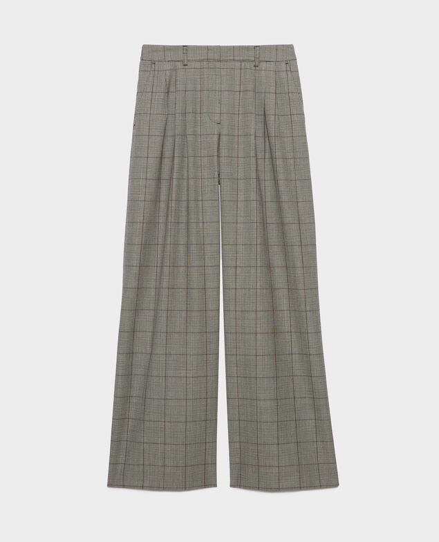 Pantalon ample en laine YVONNE A030 grey check