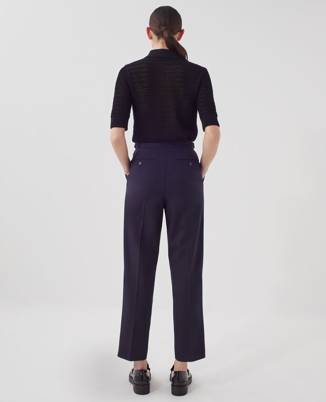 Pantalon à plis en laine CAMILLE H695 night sky