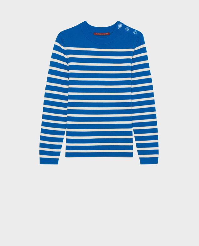 MADDY - Pull marin en laine mérinos 84 stripe blue