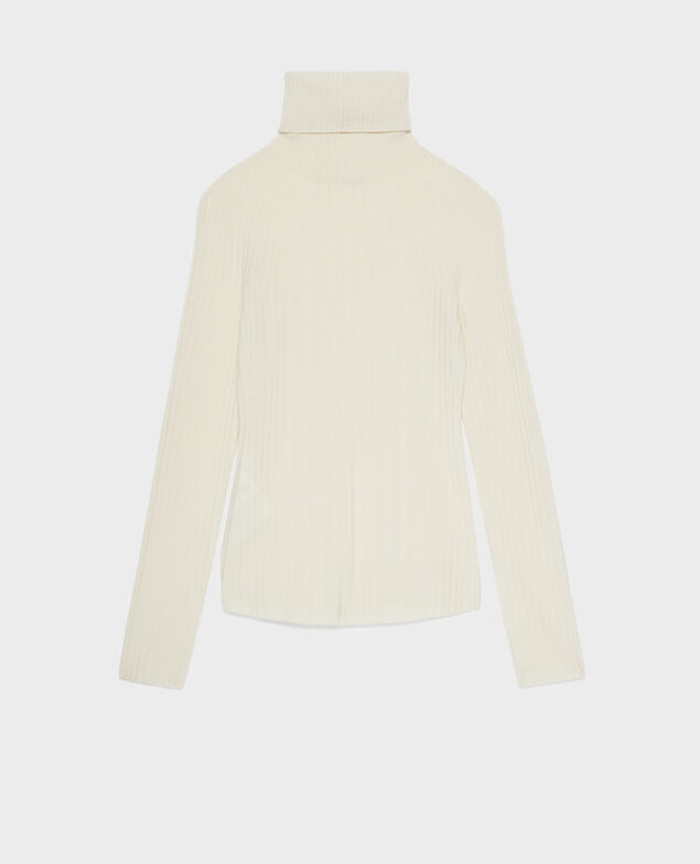 Pull col roulé en laine mérinos A013 ow jetstream