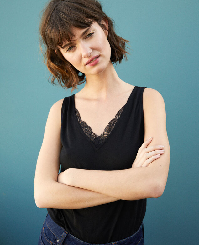 Débardeur avec dentelle Noir