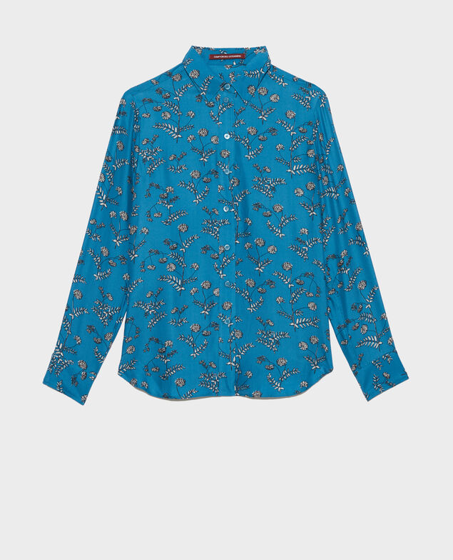 SIBYLLE - Chemise en soie à imprimé Coronille faience