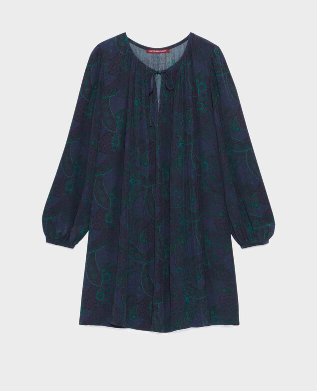 Robe imprimée fluide A684 paisley navy