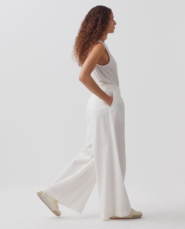 YVONNE - Loose cotton trousers 8885 00 white