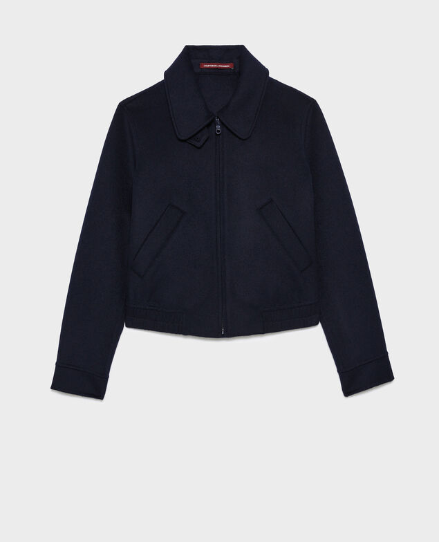 Blouson court en laine mélangée 8841 69 navy